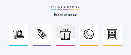 Illustration for Ecommerce Line 5 Icon Pack Including shop. cart. ecommerce. tag. label. Creative Icons Design - Royalty Free Image