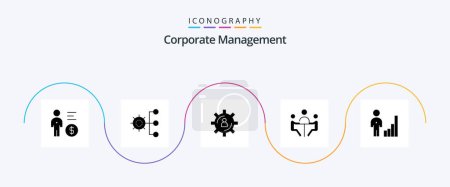Téléchargez les illustrations : Corporate Management Glyph 5 Icon Pack Including conference. business. management. productivity. person - en licence libre de droit