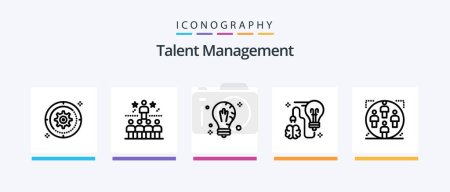 Téléchargez les illustrations : Talent Management Line 5 Icon Pack Including user. task. solution. delivery. star. Creative Icons Design - en licence libre de droit