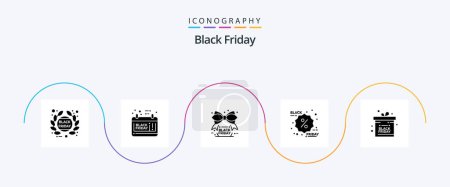 Ilustración de Black Friday Glyph 5 Icon Pack Including black friday. label. schedule sale. discount. sale - Imagen libre de derechos