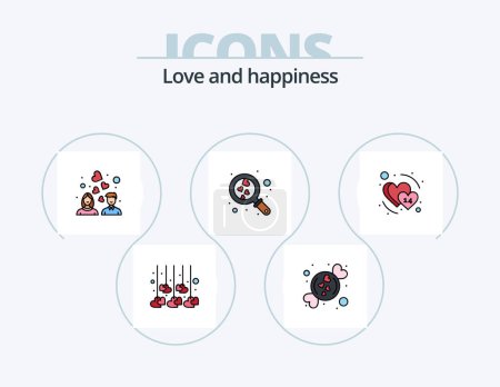 Illustration for Love Line Filled Icon Pack 5 Icon Design. present. heart. couple. love. heart - Royalty Free Image