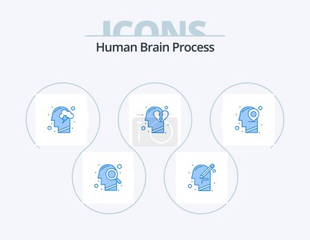 Illustration for Human Brain Process Blue Icon Pack 5 Icon Design. break heart. feeling. write. emotions. mind - Royalty Free Image