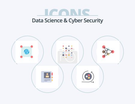 Illustration for Data Science And Cyber Security Flat Icon Pack 5 Icon Design. deep . scince. globe. instructure data. unstructure - Royalty Free Image