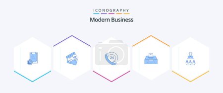 Illustration for Modern Business 25 Blue icon pack including business. data. finance. support. communication - Royalty Free Image