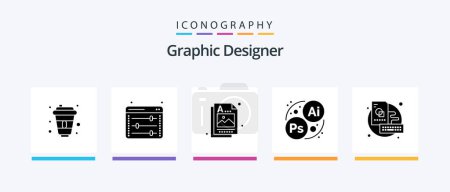Illustration for Graphic Designer Glyph 5 Icon Pack Including sketch. board. designer. art. branding. Creative Icons Design - Royalty Free Image