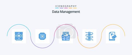 Illustration for Data Management Blue 5 Icon Pack Including ticket. virtuoso. zip. note. folder - Royalty Free Image
