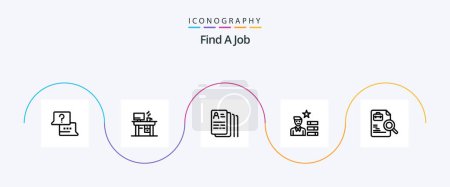 Téléchargez les illustrations : Find A Job Line 5 Icon Pack Including document. personal. document. magnifier. find job - en licence libre de droit