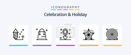 Illustration for Celebration and Holiday Line 5 Icon Pack Including wedding. event. hotel. church. shield. Creative Icons Design - Royalty Free Image