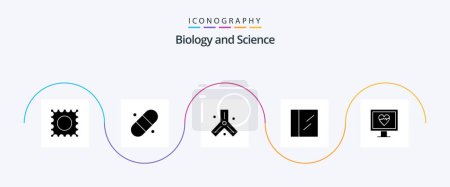 Téléchargez les illustrations : Biology Glyph 5 Icon Pack Including . science. monitor - en licence libre de droit
