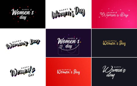 Ilustración de International Women's Day lettering with a love shape. suitable for use in cards. invitations. banners. posters. postcards. stickers. and social media posts - Imagen libre de derechos