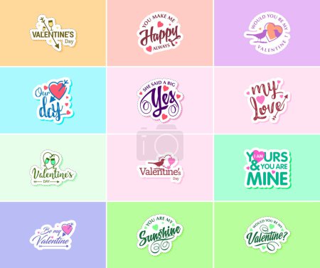 Illustration for Celebrating Love on Valentine's Day with Stunning Design Stickers - Royalty Free Image