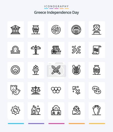 Ilustración de Creative Greece Independence Day 25 OutLine icon pack  Such As award. typewriter. greece. type. maze - Imagen libre de derechos