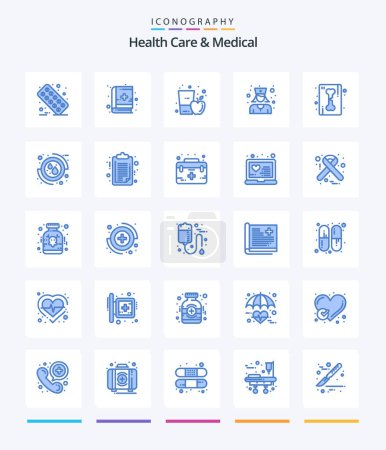 Illustration for Creative Health Care And Medical 25 Blue icon pack  Such As ray. bone. apple juice. physician. doctor - Royalty Free Image