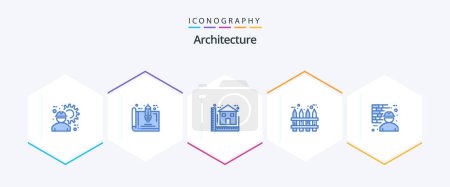 Illustration for Architecture 25 Blue icon pack including realty. garden. home. house. construction - Royalty Free Image