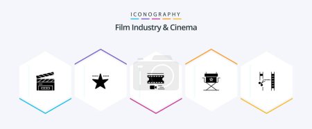 Illustration for Cenima 25 Glyph icon pack including editing. cinematography. film. cinema. cinema - Royalty Free Image