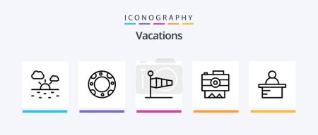 Téléchargez les illustrations : Vacations Line 5 Icon Pack Including . weather. ic. medical kit. Creative Icons Design - en licence libre de droit