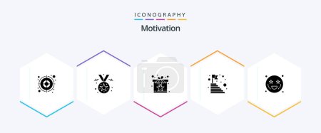 Illustration for Motivation 25 Glyph icon pack including adoration. steps. present. mountain. age - Royalty Free Image