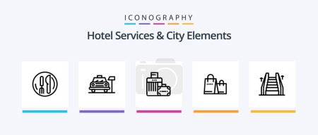Illustration for Hotel Services And City Elements Line 5 Icon Pack Including trafic. hotel. service. parking. public. Creative Icons Design - Royalty Free Image