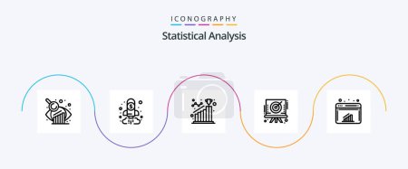 Illustration for Statistical Analysis Line 5 Icon Pack Including chart. bow. achieve. board. step - Royalty Free Image