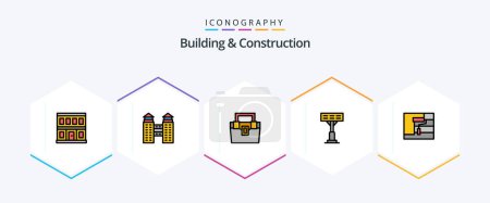 Illustration for Building And Construction 25 FilledLine icon pack including roller. construction. box. stadium. construction - Royalty Free Image