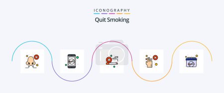 Illustration for Quit Smoking Line Filled Flat 5 Icon Pack Including calendar. not allowed. block. smoking. cigarette - Royalty Free Image