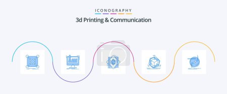 Téléchargez les illustrations : 3d Printing And Communication Blue 5 Icon Pack Including correction. 3d. production. forming. fabrication - en licence libre de droit