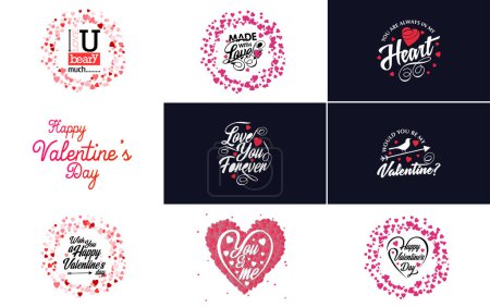 Ilustración de Hand-drawn black lettering Valentine's Day and pink hearts on white background vector illustration suitable for use in design of cards. banners. logos. flyers. labels. icons. badges. and stickers - Imagen libre de derechos