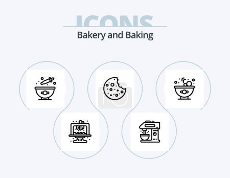 Ilustración de Baking Line Icon Pack 5 Icon Design. baking. food. dye. carrot. cupsakes - Imagen libre de derechos