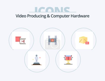 Téléchargez les illustrations : Video Producing And Computer Hardware Flat Icon Pack 5 Icon Design. money. costs. foldable. budget. editing - en licence libre de droit