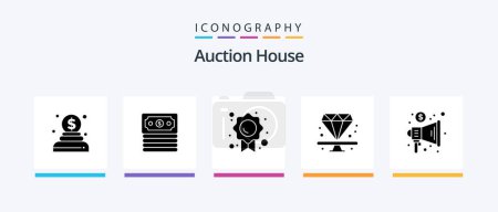 Ilustración de Auction Glyph 5 Icon Pack Including trade. marketing. trust. advertising. jewel. Creative Icons Design - Imagen libre de derechos