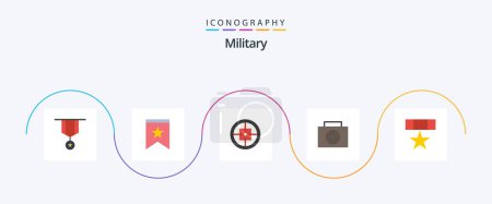 Illustration for Military Flat 5 Icon Pack Including badge. suitcase. star. nuclear. soldier - Royalty Free Image
