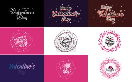 Illustration for Hand-drawn black lettering Valentine's Day and pink hearts on white background vector illustration suitable for use in design of cards. banners. logos. flyers. labels. icons. badges. and stickers - Royalty Free Image