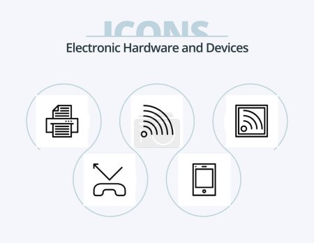 Téléchargez les illustrations : Devices Line Icon Pack 5 Icon Design. . record. . connection - en licence libre de droit