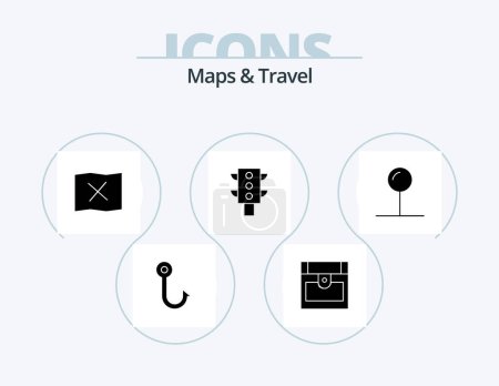 Ilustración de Maps and Travel Glyph Icon Pack 5 Icon Design. . . place. pointer. coordinate - Imagen libre de derechos