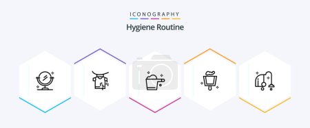 Ilustración de Hygiene Routine 25 Line icon pack including . equipment. gauge. electrical. sweep - Imagen libre de derechos