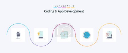 Ilustración de Coding And App Development Flat 5 Icon Pack Including connection. worldwide. application. design. logo - Imagen libre de derechos