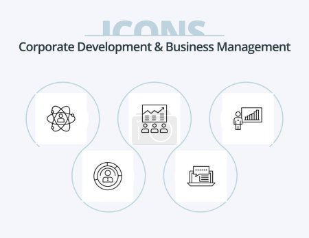 Téléchargez les illustrations : Corporate Development And Business Management Line Icon Pack 5 Icon Design. protection. group. idea. business. thinking - en licence libre de droit