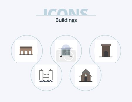 Ilustración de Buildings Flat Icon Pack 5 Icon Design. building. architecture. municipal. monument. columns - Imagen libre de derechos