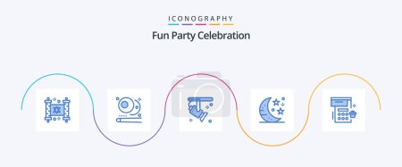 Ilustración de Party Blue 5 Icon Pack Including date. party. bright. night. bar - Imagen libre de derechos