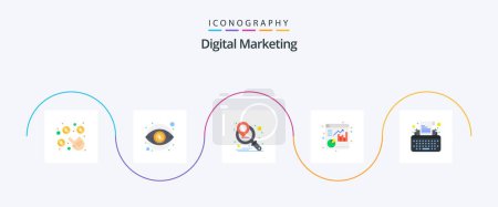 Illustration for Digital Marketing Flat 5 Icon Pack Including writer. type. marketing campaign. keys. file - Royalty Free Image
