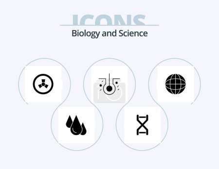 Illustration for Biology Glyph Icon Pack 5 Icon Design. chemistry. sick hair. dna structure. hair biology. zombie - Royalty Free Image