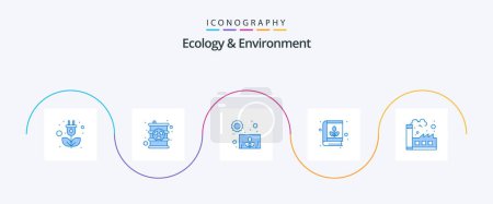 Ilustración de Ecology And Environment Blue 5 Icon Pack Including green. nature. plant. knowledge. education - Imagen libre de derechos