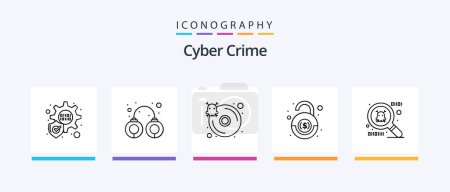 Téléchargez les illustrations : Cyber Crime Line 5 Icon Pack Including cyber. connection. help. mobile. encryption. Creative Icons Design - en licence libre de droit