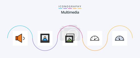 Ilustración de Multimedia Line Filled Flat 5 Icon Pack Including . gauge. performance - Imagen libre de derechos