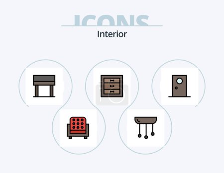 Ilustración de Interior Line Filled Icon Pack 5 Icon Design. protection. garden fence. interior. fence. wall - Imagen libre de derechos