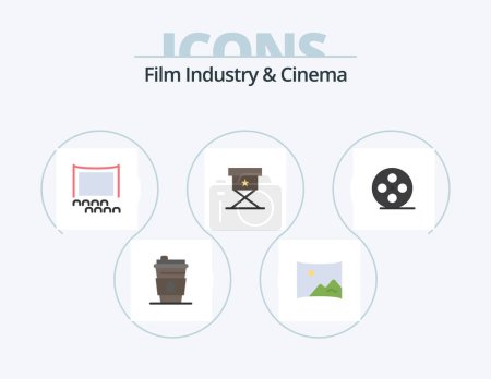 Ilustración de Cenima Flat Icon Pack 5 Icon Design. multimedia. film reel. cinema. cinema. cinema - Imagen libre de derechos