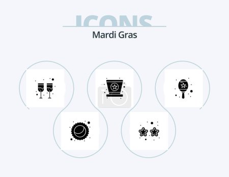 Téléchargez les illustrations : Mardi Gras Glyph Icon Pack 5 Icon Design. . maracas. glass. instrument. mardi gras - en licence libre de droit