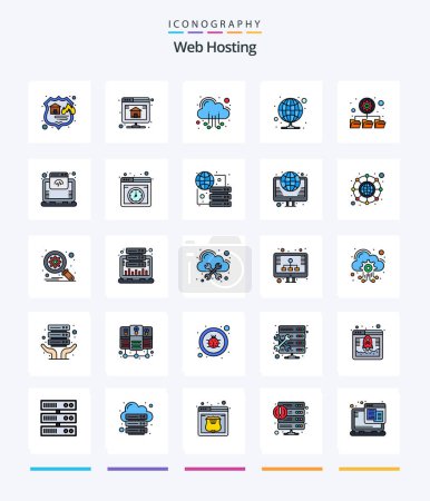 Ilustración de Creative Web Hosting 25 Line FIlled icon pack  Such As folders. server. cloud. proxy. hosting - Imagen libre de derechos
