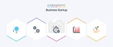 Illustration for Business Startup 25 Flat icon pack including leaf. graph. fast. chart. analytics - Royalty Free Image