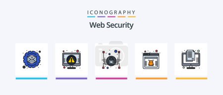Téléchargez les illustrations : Web Security Line Filled 5 Icon Pack Including ok. check. hacker. authentication. security. Creative Icons Design - en licence libre de droit